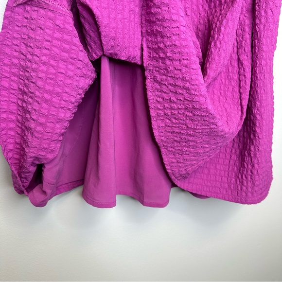 Abercrombie & Fitch Magenta Emerson Textured Puff Sleeve Mini Dress Women’s MP - Picture 6 of 11